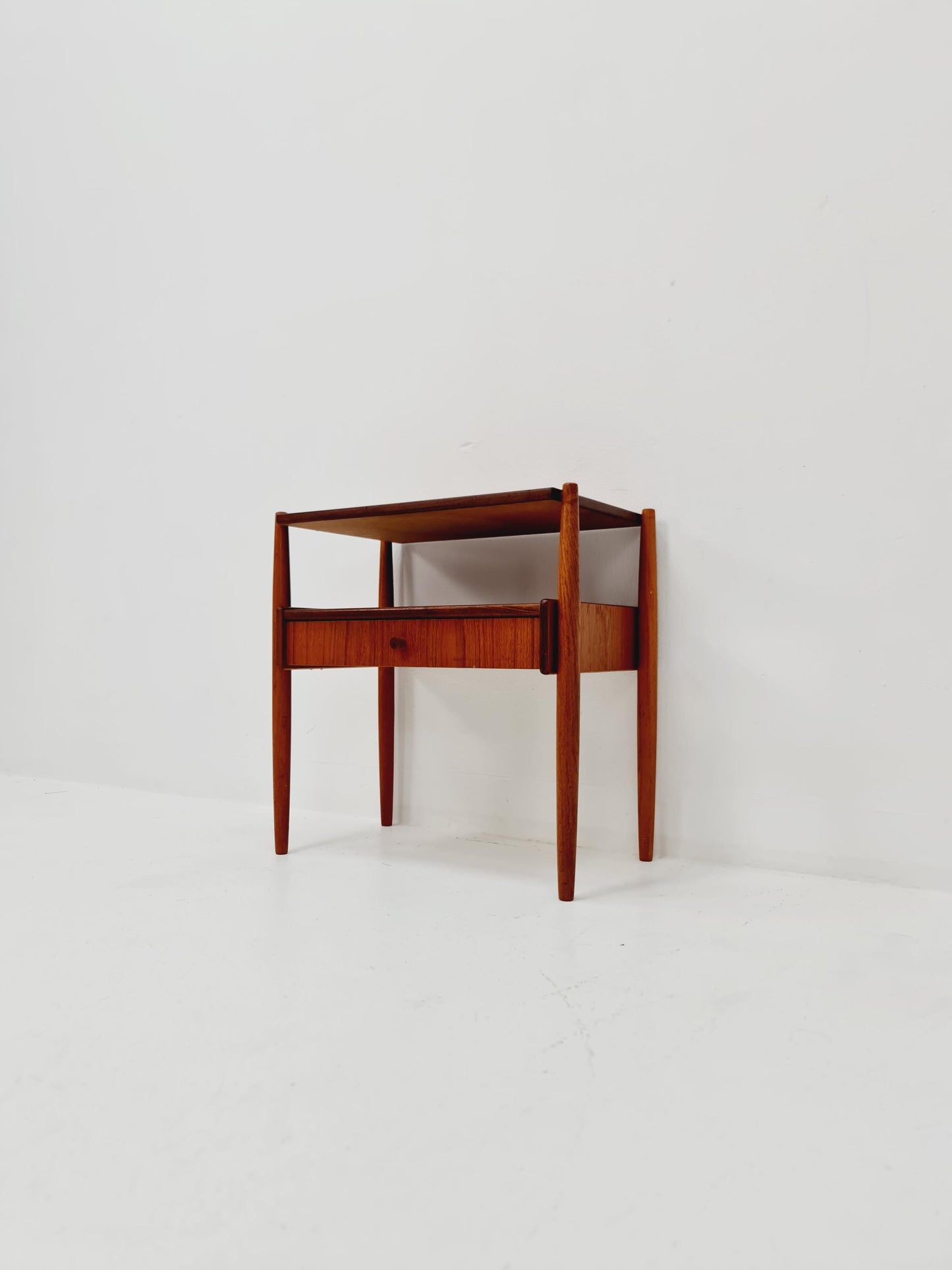 Danish Midcentury teak & brass side tables/ Bedside tables, 1960s