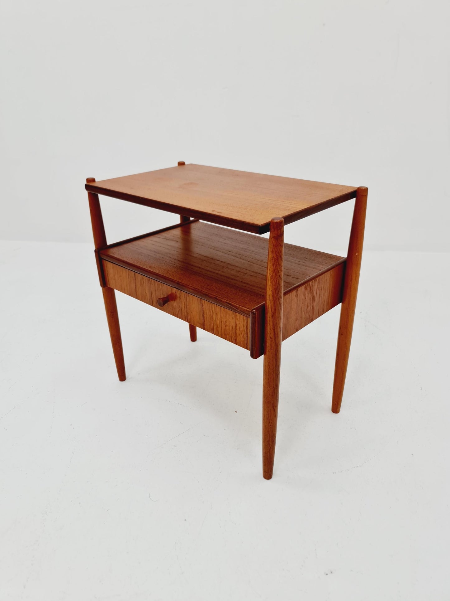 Danish Midcentury teak & brass side tables/ Bedside tables, 1960s