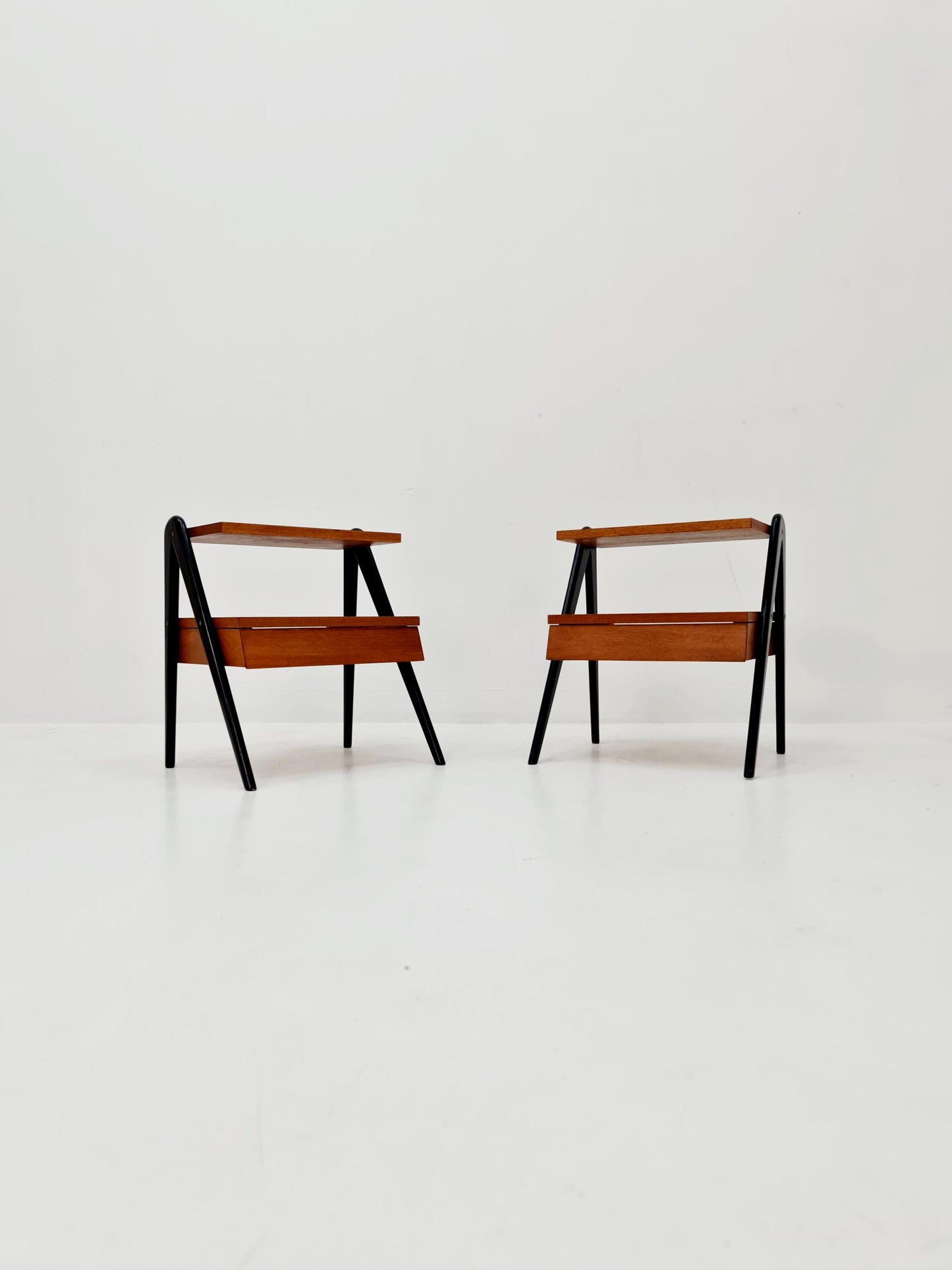 Pair of Danish teak vintage bedside tables/ Night stands, 1960s