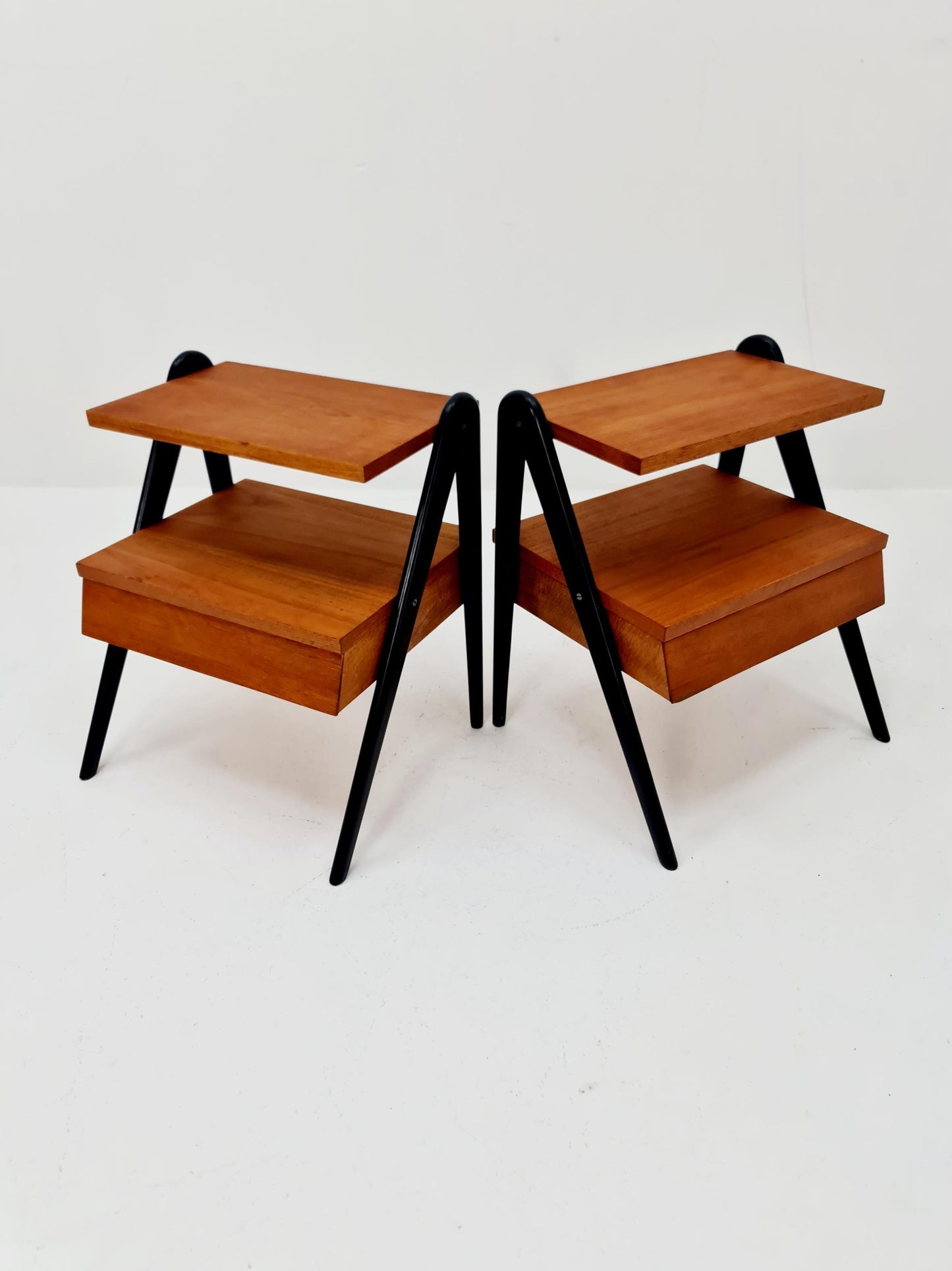 Pair of Danish teak vintage bedside tables/ Night stands, 1960s