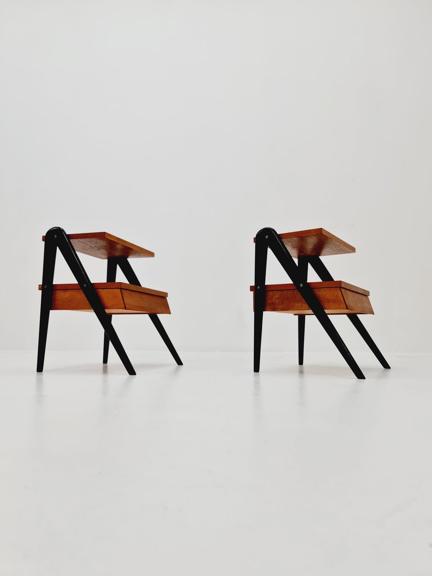 Pair of Danish teak vintage bedside tables/ Night stands, 1960s