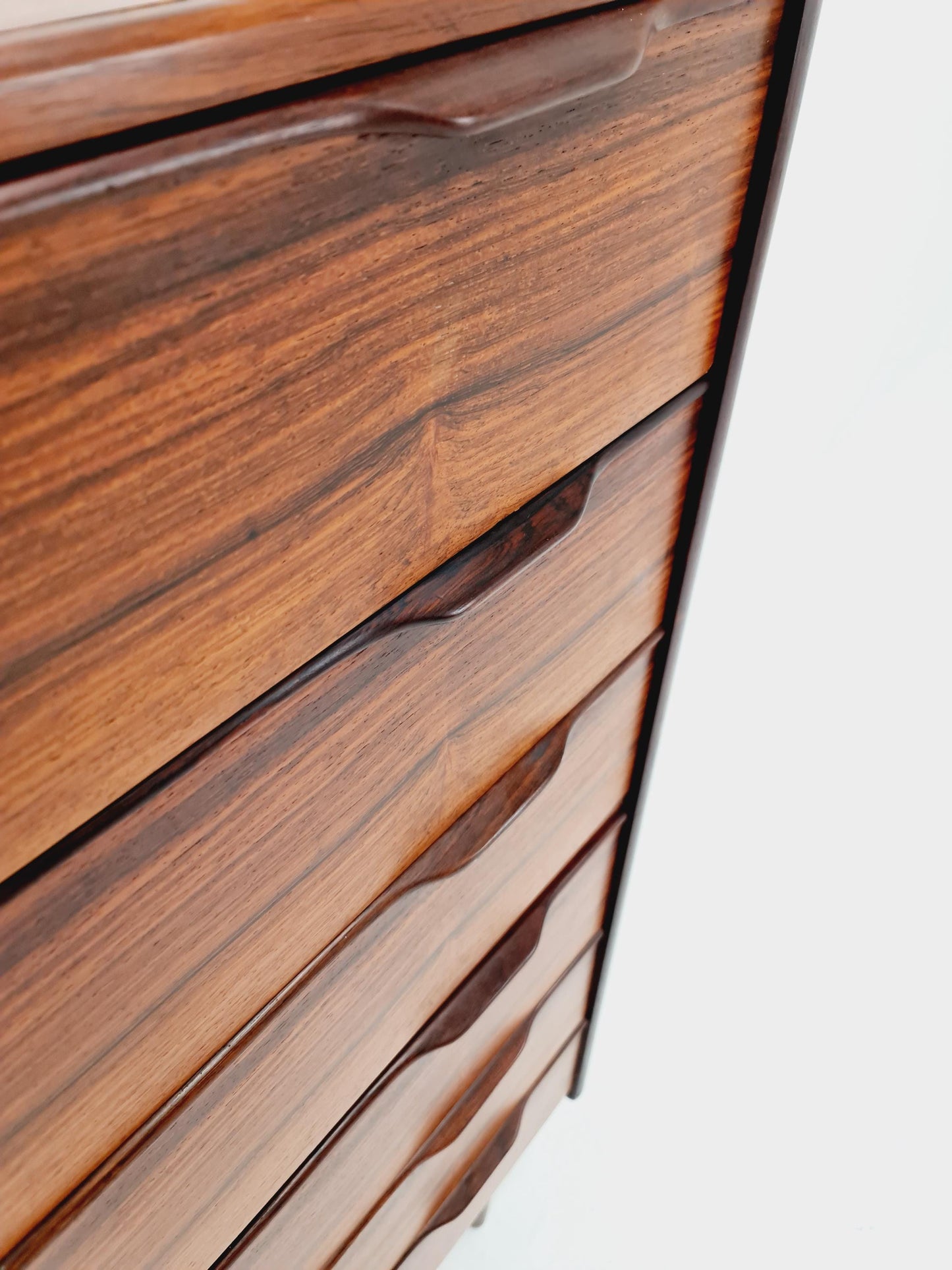 Midcentury Danish chest of drawers, 6 drawer dresser, cabinet By Fredericica, 1960s
