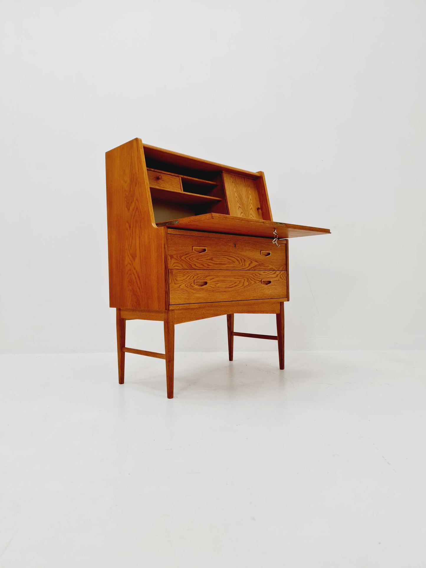 Midcentury Danish vintage oak secretary, vanity /Make up table By Arne Wahl Iversen, 1960s