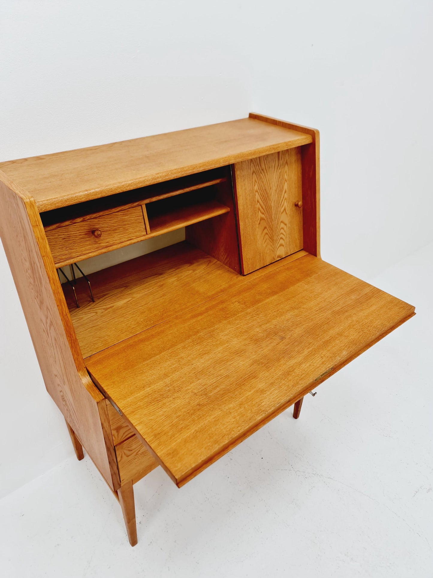 Midcentury Danish vintage oak secretary, vanity /Make up table By Arne Wahl Iversen, 1960s