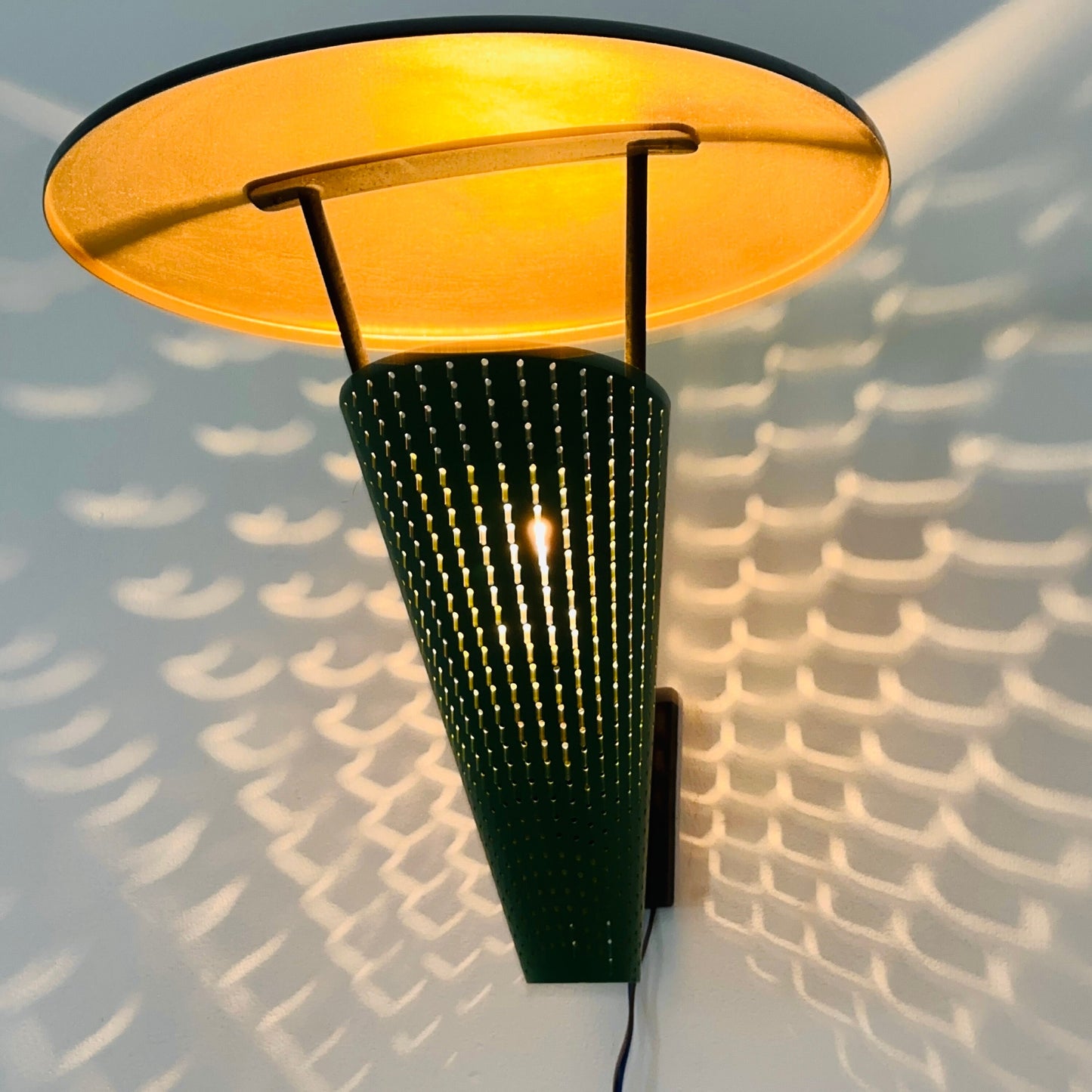 Mid century Metal & brass wall lamp by Jacques Biny, 1950s