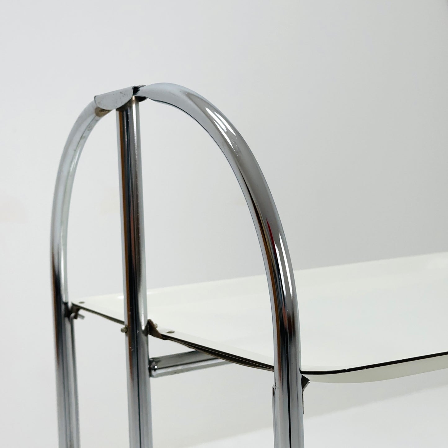 Mid-Century Italian Folding white Plastic & Metal Serving Trolley, 1970s