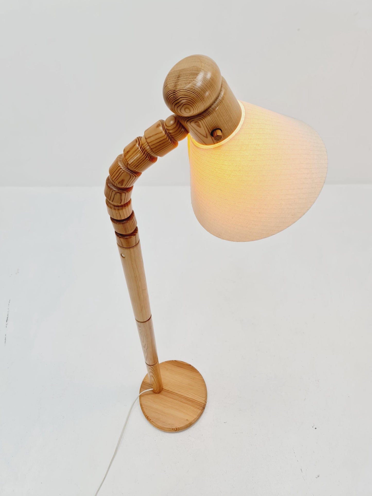 Vintage Swedish pine floor lamp by Solbackens Svarveri AB, 1970s