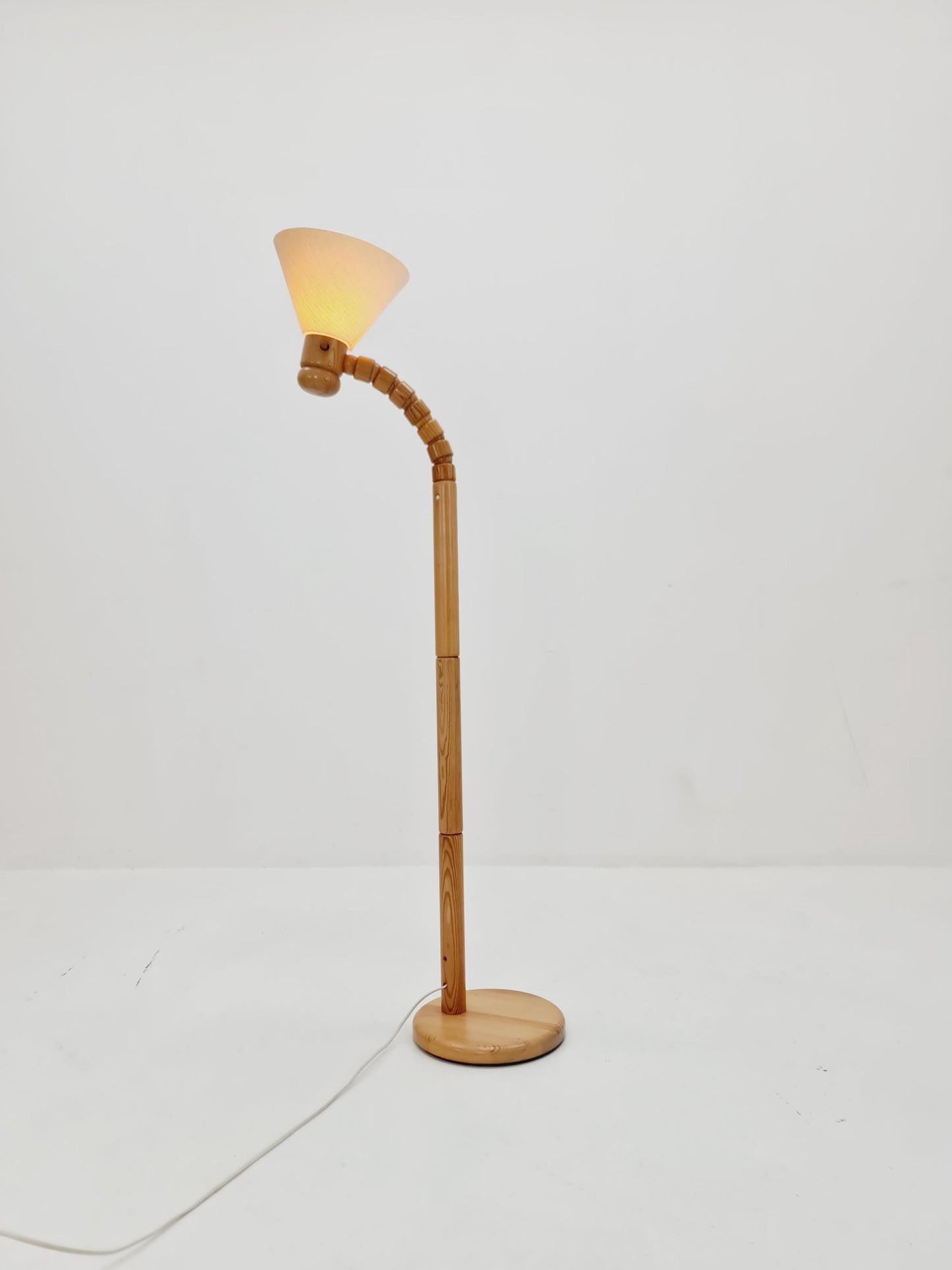 Vintage Swedish pine floor lamp by Solbackens Svarveri AB, 1970s