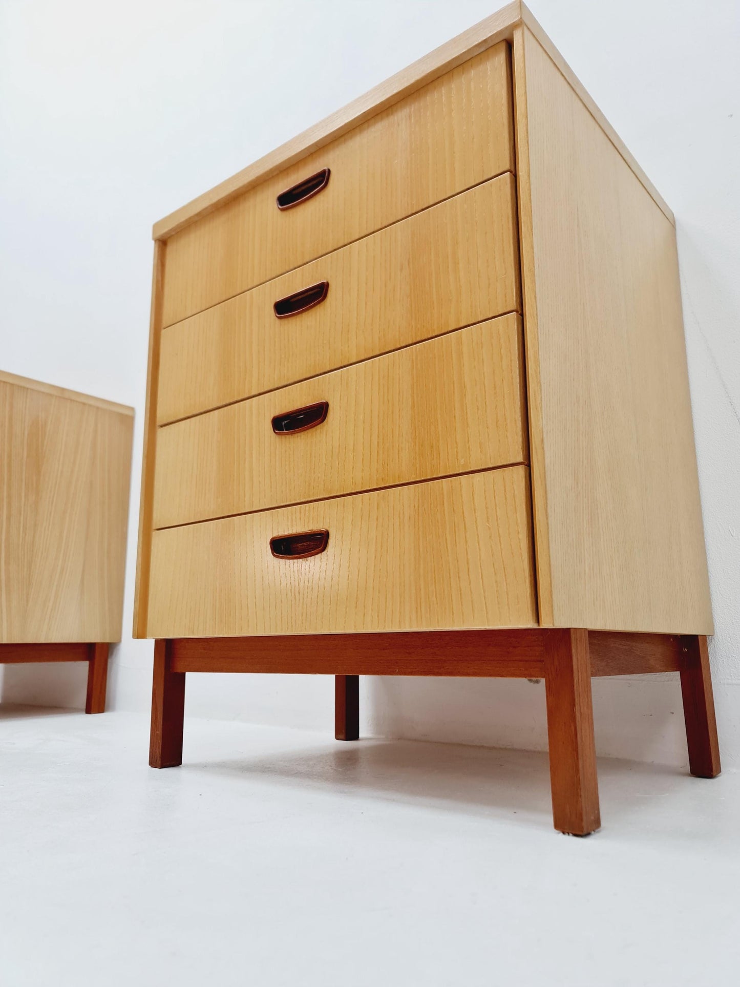 German Mid century Ash and Teak nightstands/ bedside tables BY WK Möbel , 1960s