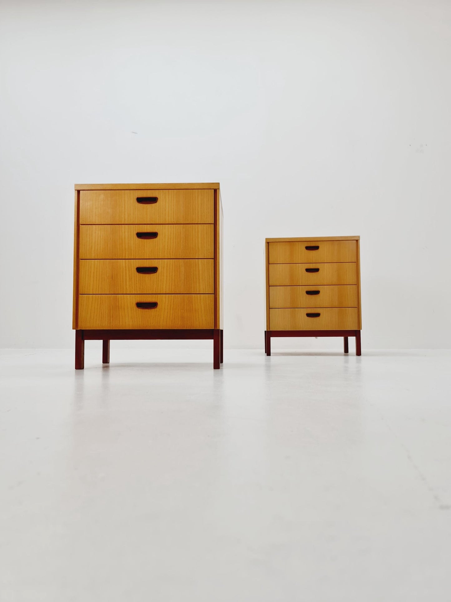 German Mid century Ash and Teak nightstands/ bedside tables BY WK Möbel , 1960s