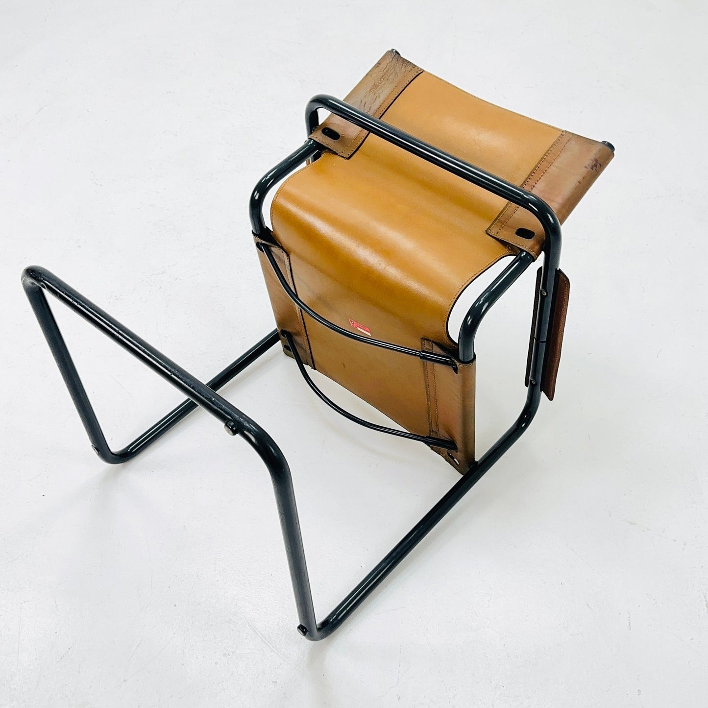 Mid century Bauhaus Visitor leather armchair for Mattei Grassi 1970s Italy