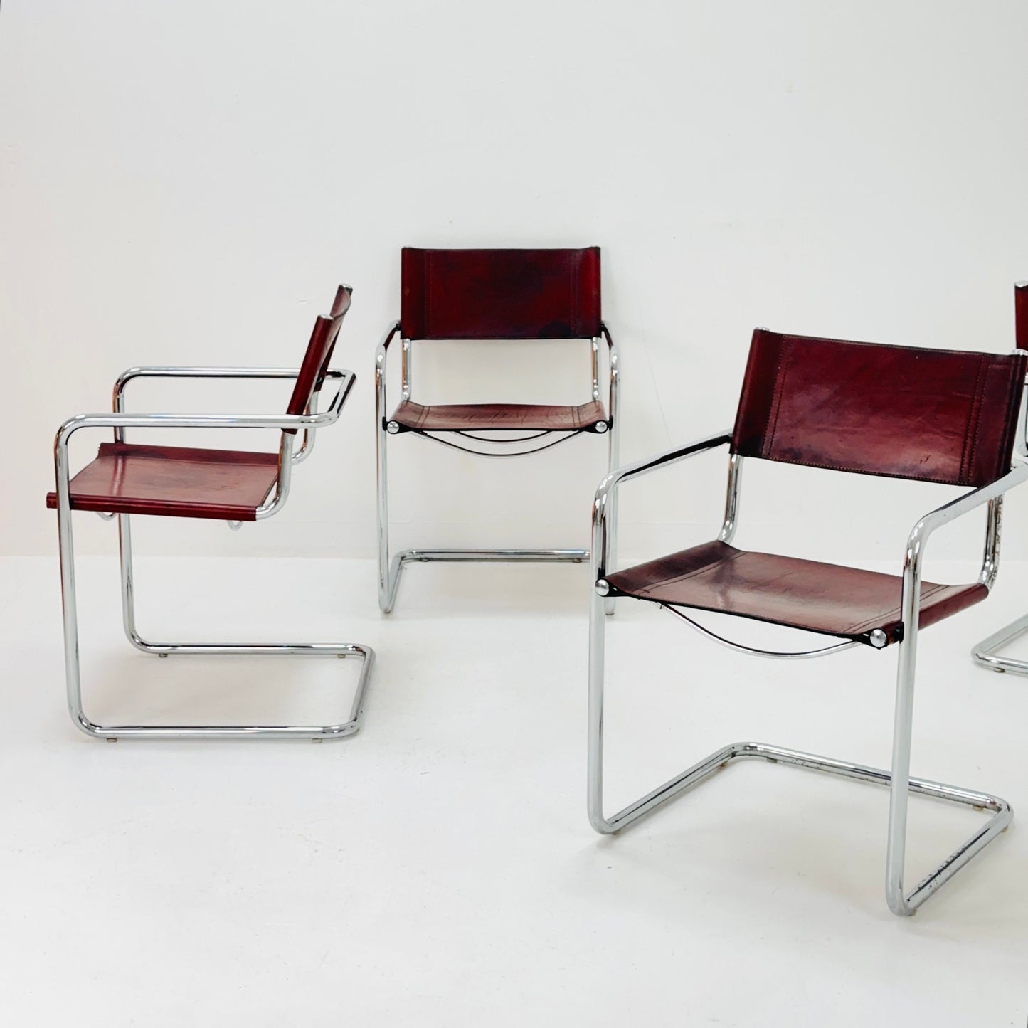 Set of 4 Bauhaus Mid century Model MG5 Centro Studi desk chair by Mart Stam & Marcel Breuer for Matteo Grassi, 1970s