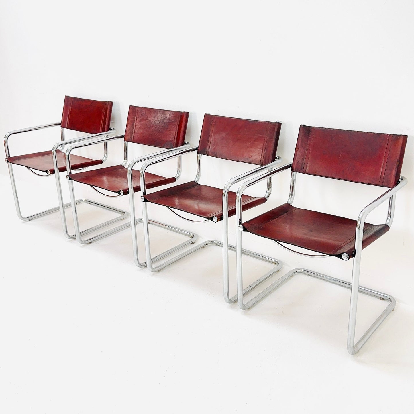 Set of 4 Bauhaus Mid century Model MG5 Centro Studi desk chair by Mart Stam & Marcel Breuer for Matteo Grassi, 1970s
