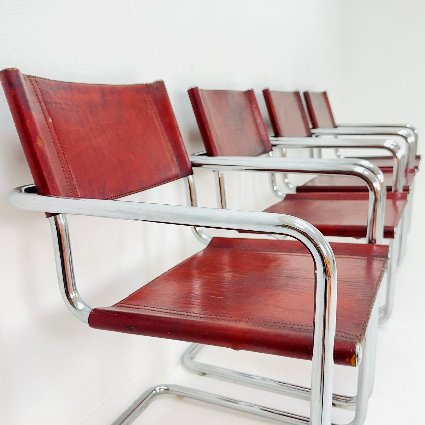 Set of 4 Bauhaus Mid century Model MG5 Centro Studi desk chair by Mart Stam & Marcel Breuer for Matteo Grassi, 1970s