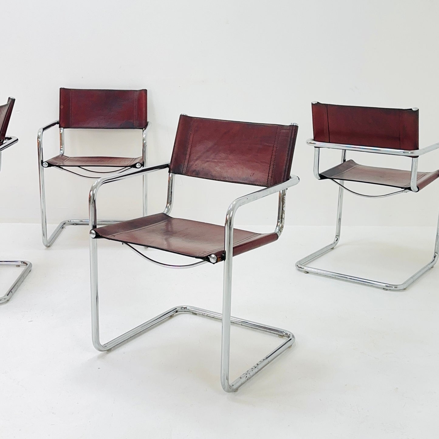 Set of 4 Bauhaus Mid century Model MG5 Centro Studi desk chair by Mart Stam & Marcel Breuer for Matteo Grassi, 1970s