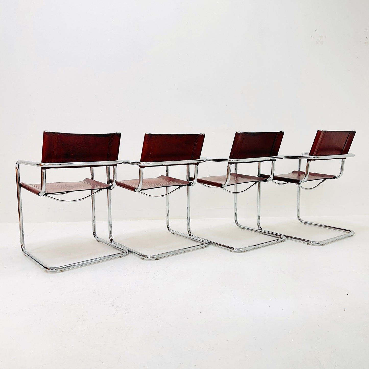 Set of 4 Bauhaus Mid century Model MG5 Centro Studi desk chair by Mart Stam & Marcel Breuer for Matteo Grassi, 1970s