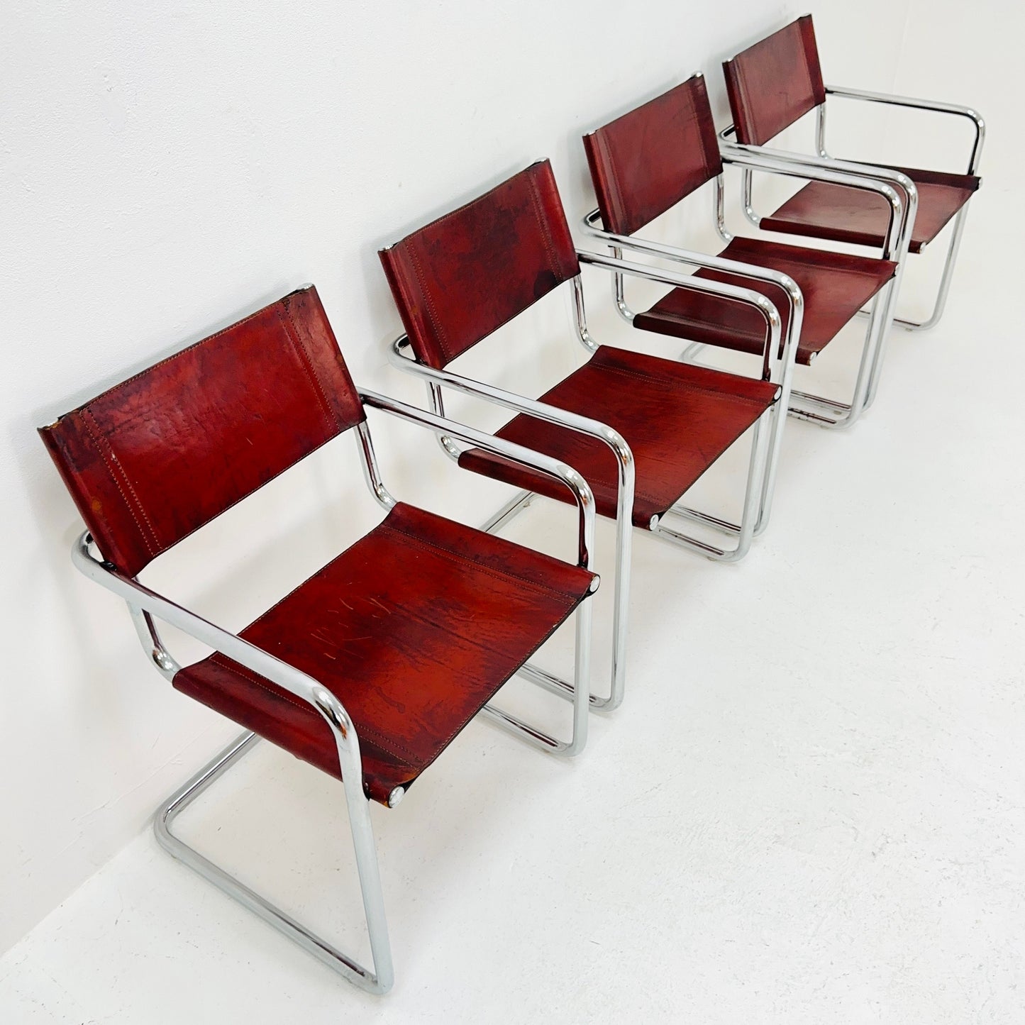 Set of 4 Bauhaus Mid century Model MG5 Centro Studi desk chair by Mart Stam & Marcel Breuer for Matteo Grassi, 1970s