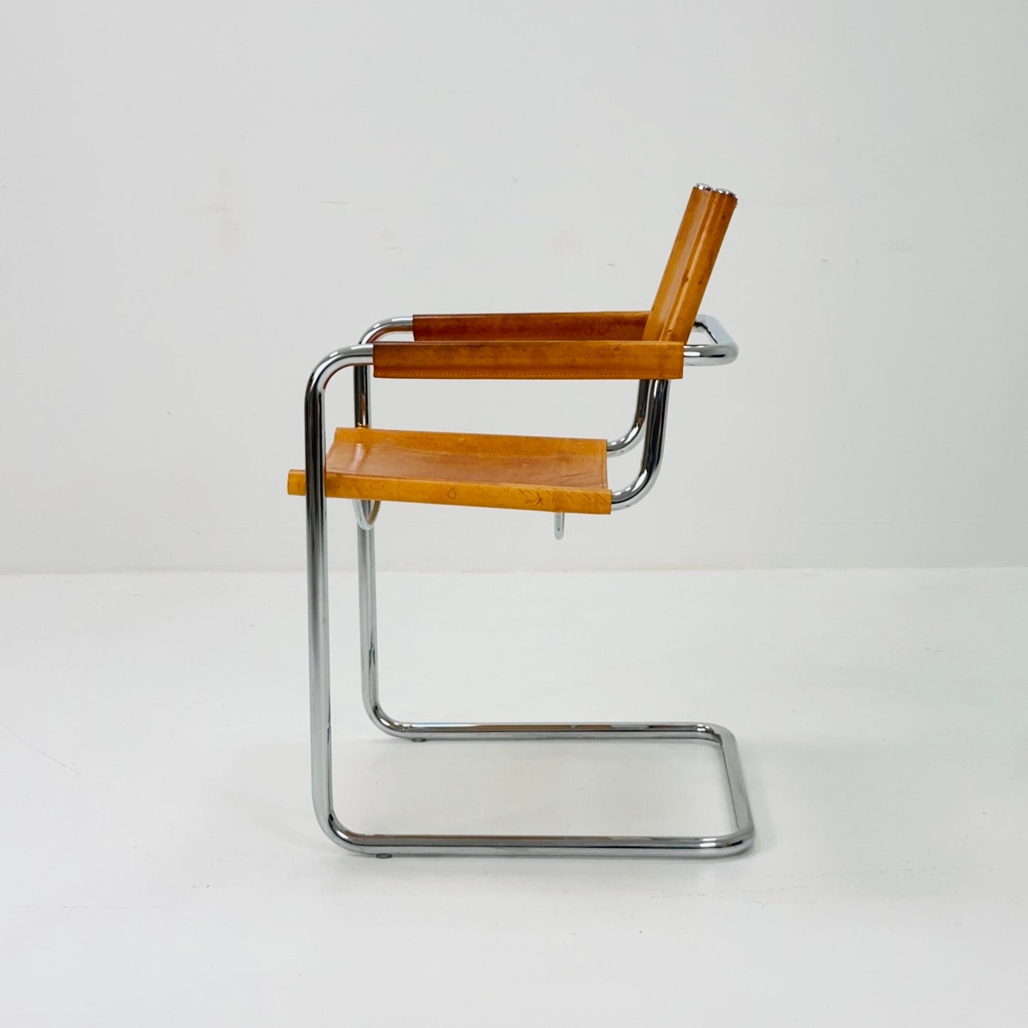 1 of 9 Mid century Matteo Grassi Mg5 cognac leather cantilevered chairs by Mart Stam italy 1980s