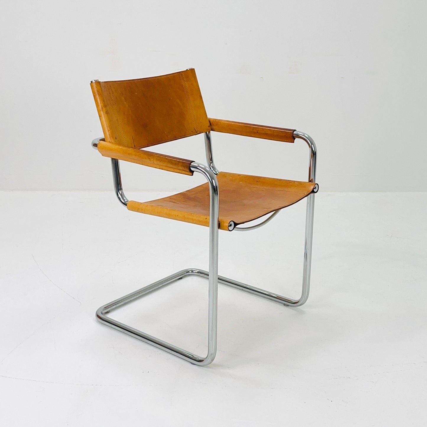 1 of 9 Mid century Matteo Grassi Mg5 cognac leather cantilevered chairs by Mart Stam italy 1980s