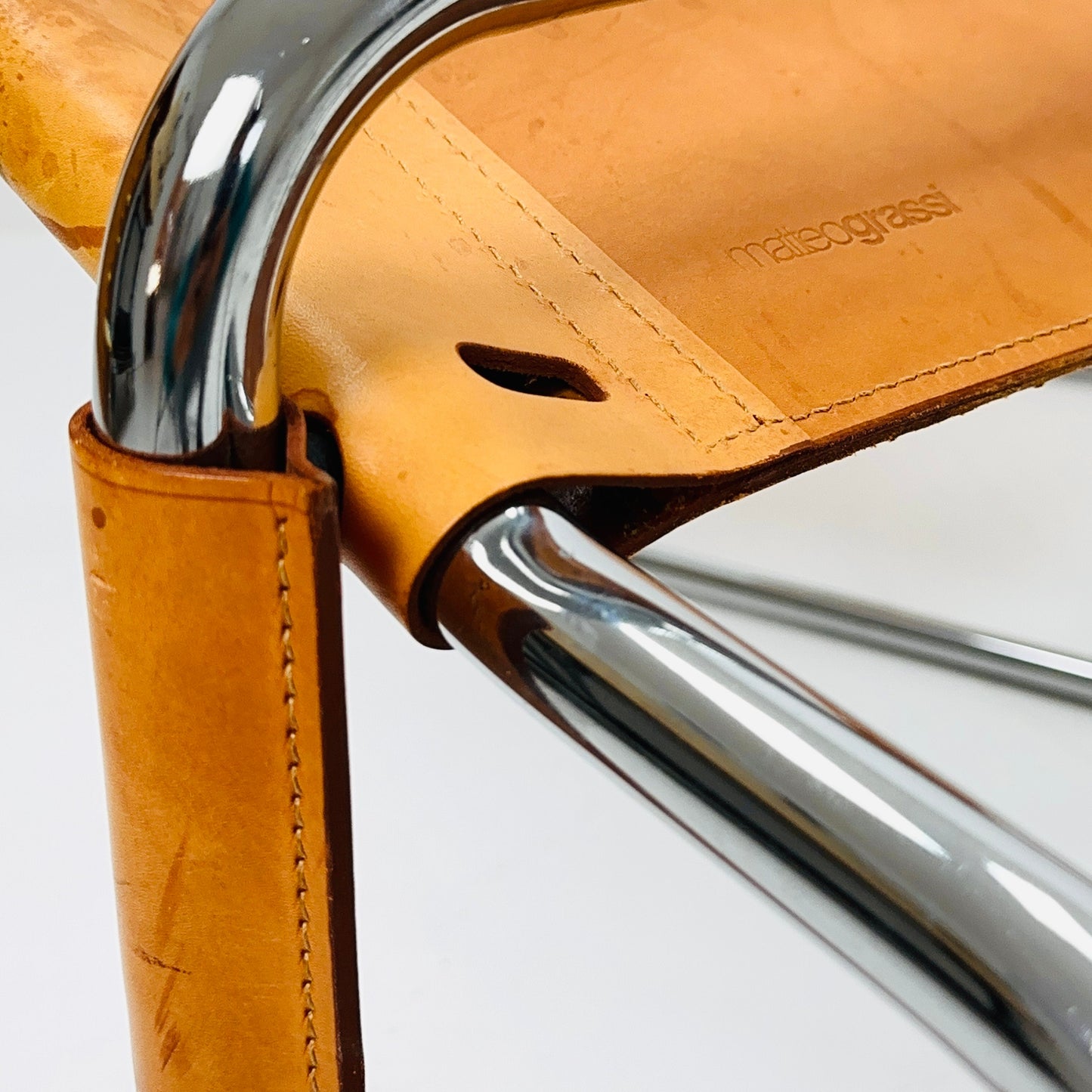 Set of 6 Mid century armchairs Matteo Grassi Mg5 leather cantilevered by Mart Stam italy 1980s