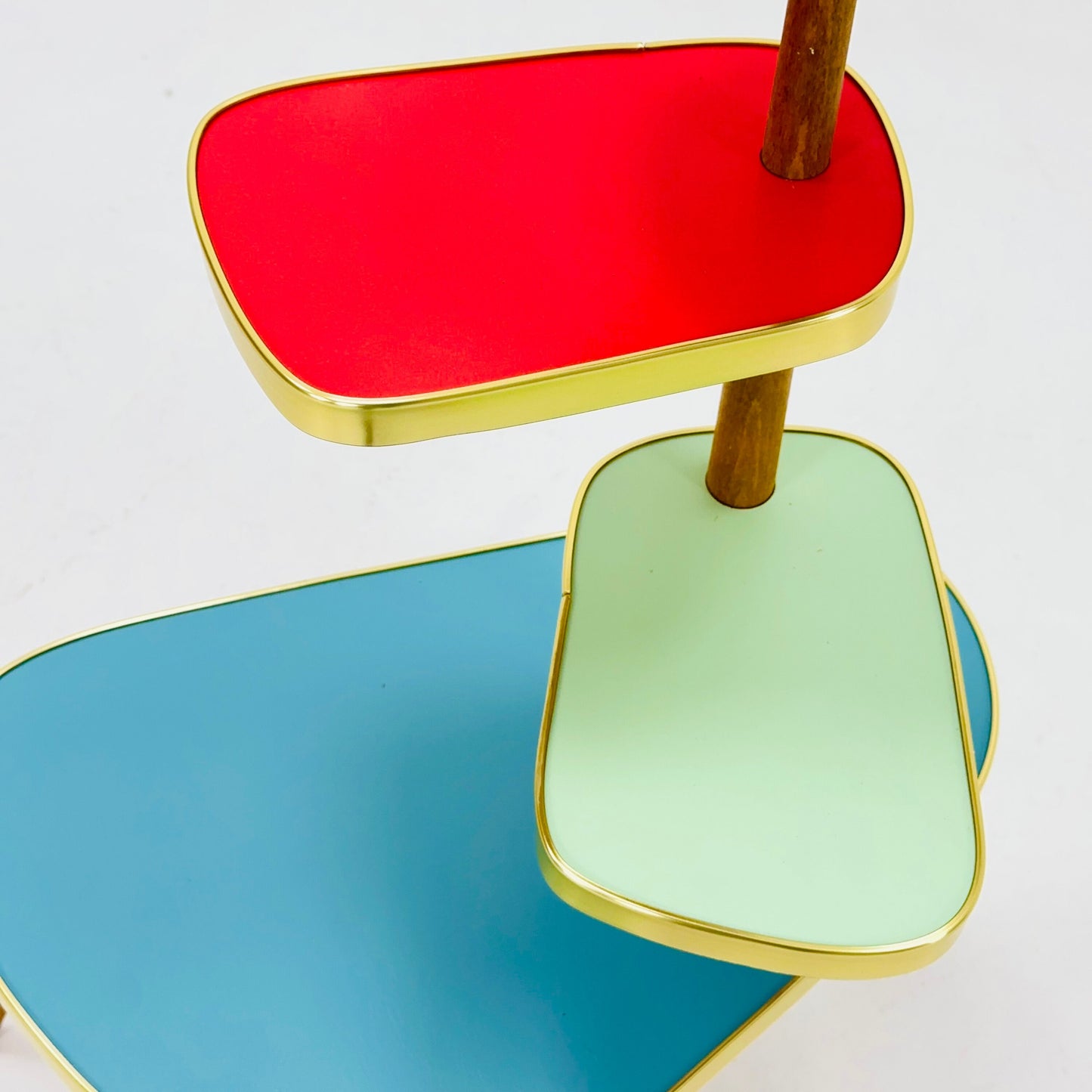 1950s German Plant Stand, Colorful Vintage Mid-Century Minimalist Indoor Plant Stand Side Table Retro flower table