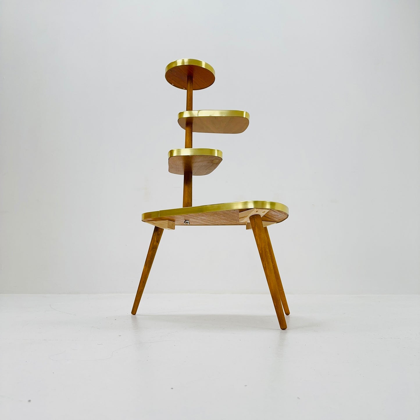 1950s German Plant Stand, Colorful Vintage Mid-Century Minimalist Indoor Plant Stand Side Table Retro flower table