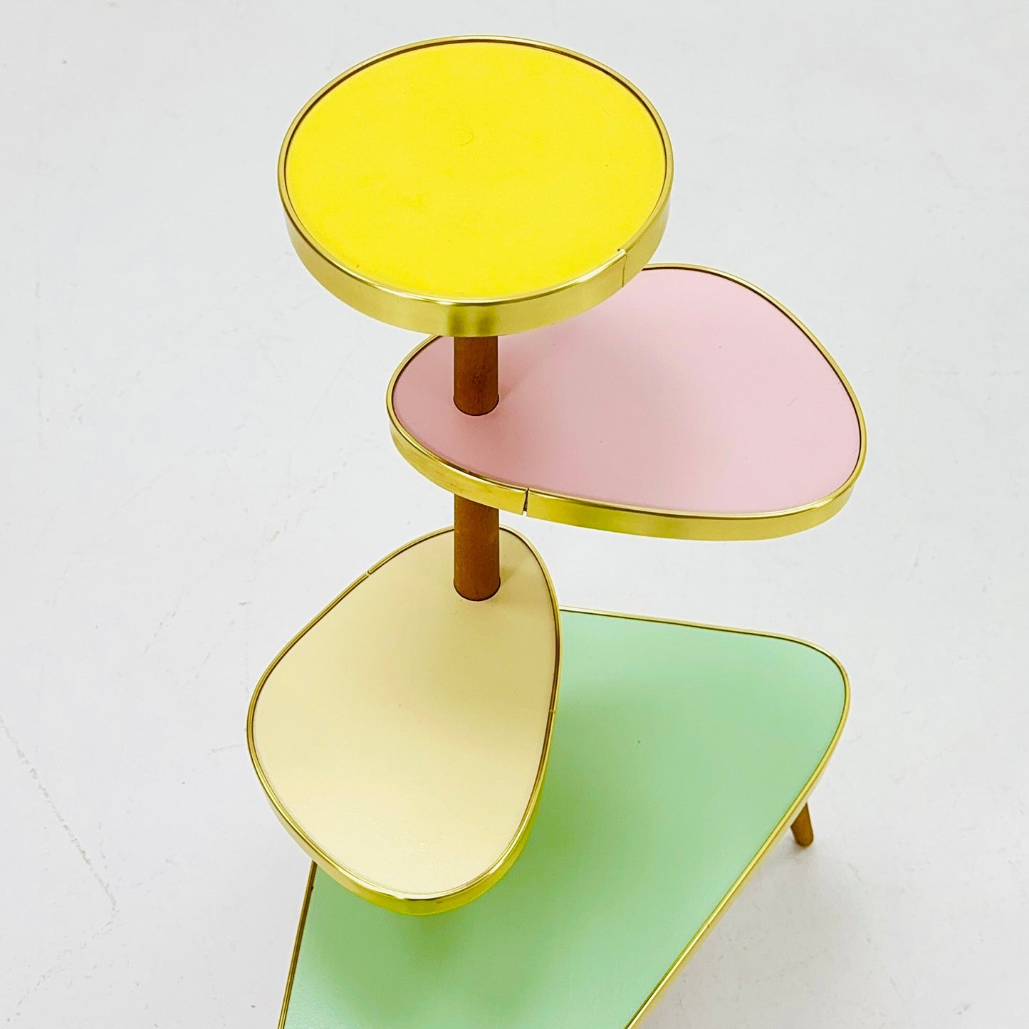 1950s German Plant Stand, Colorful Vintage Mid-Century Minimalist Indoor Plant Stand Side Table Retro flower table