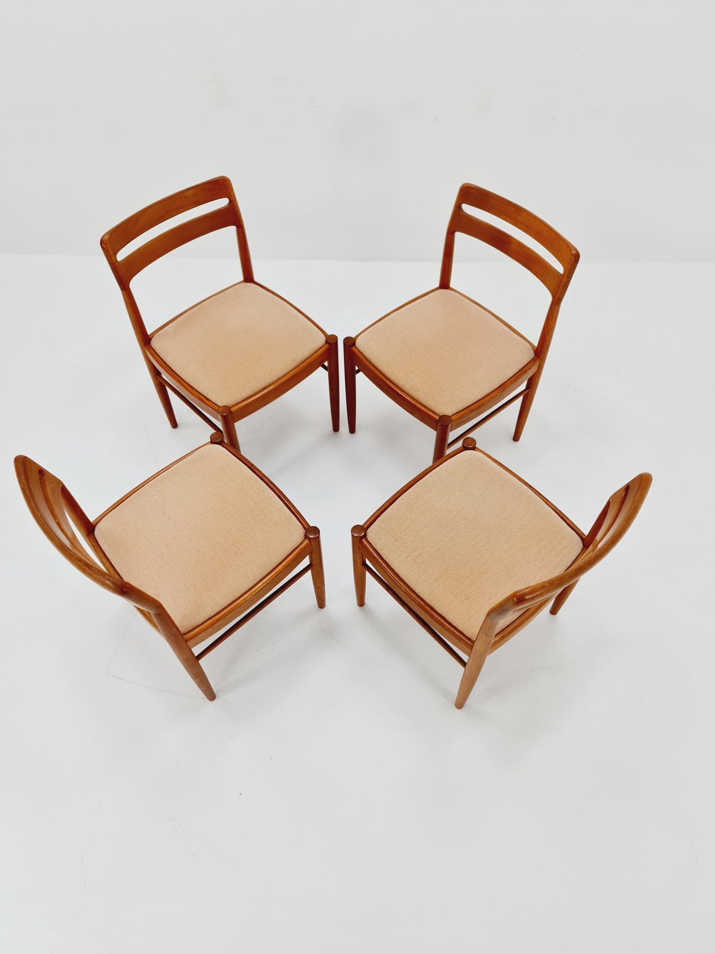 Danish teak Original fabric dining chairs by H. W. Klein for Bramin, 1960s, set of 4