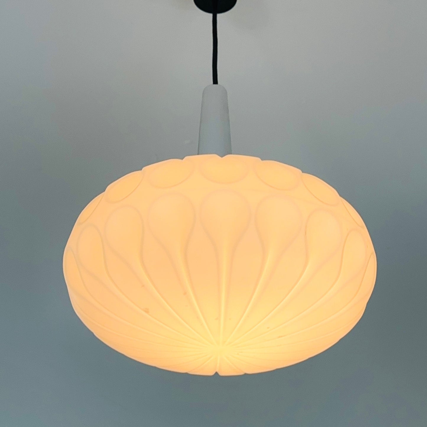 Mid century opaline glass pendant lamp from Peill & Putzler, Germany 1970s