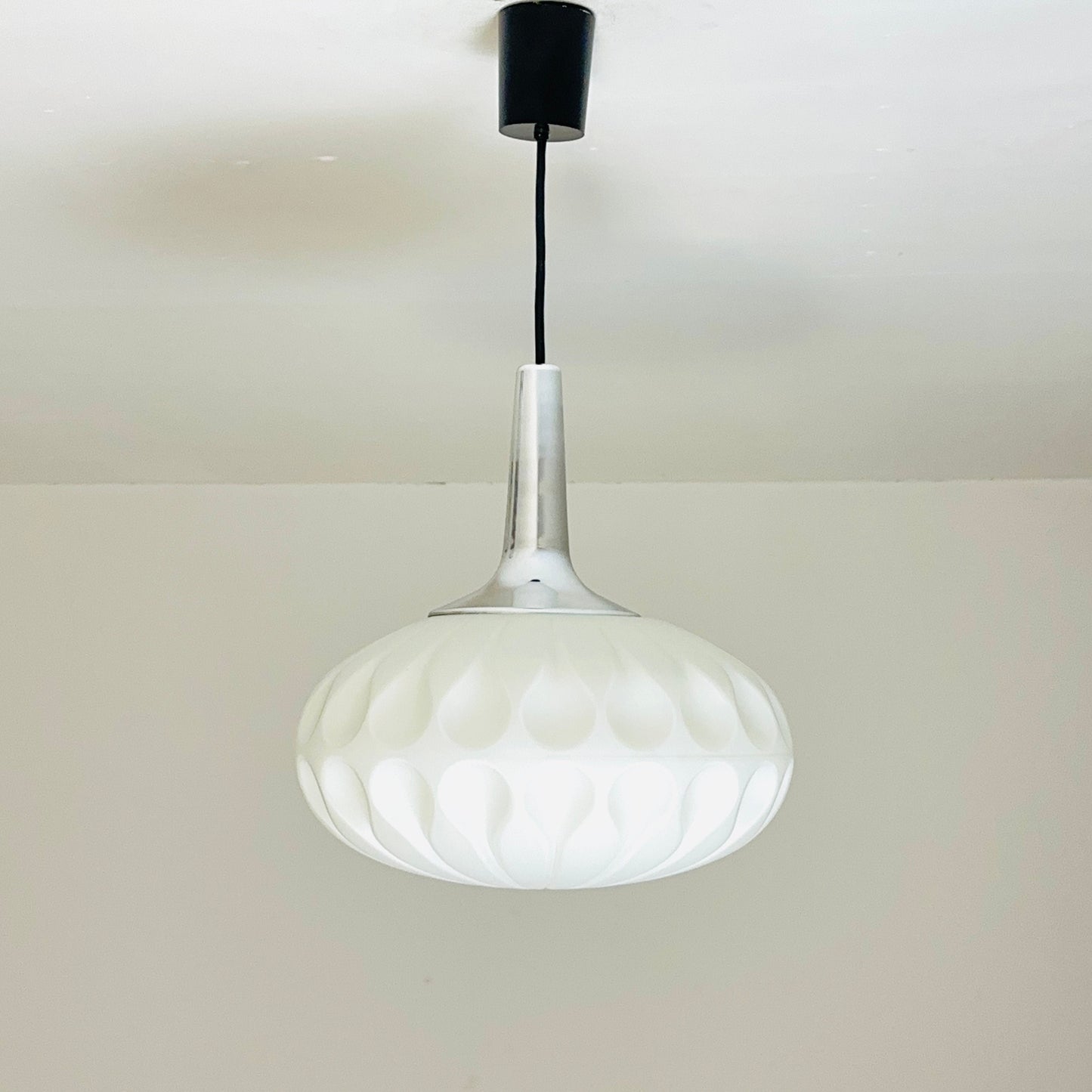 Mid century opaline glass pendant lamp from Peill & Putzler, Germany 1970s