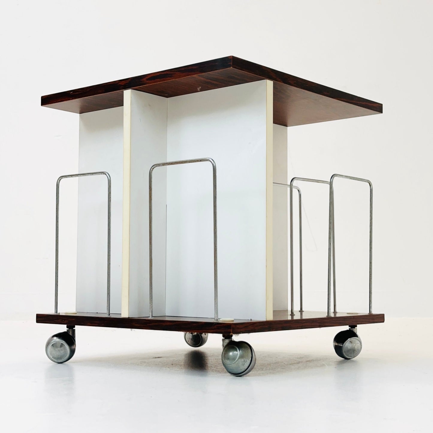 Rare Space Age trolley with magazine rack 1970s Germany