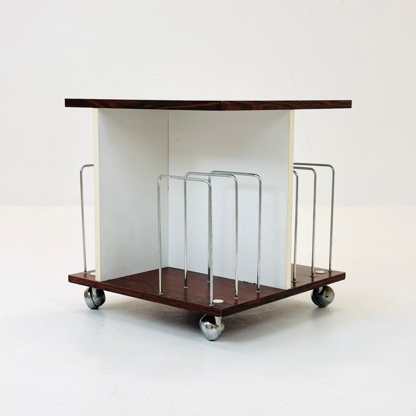 Rare Space Age trolley with magazine rack 1970s Germany