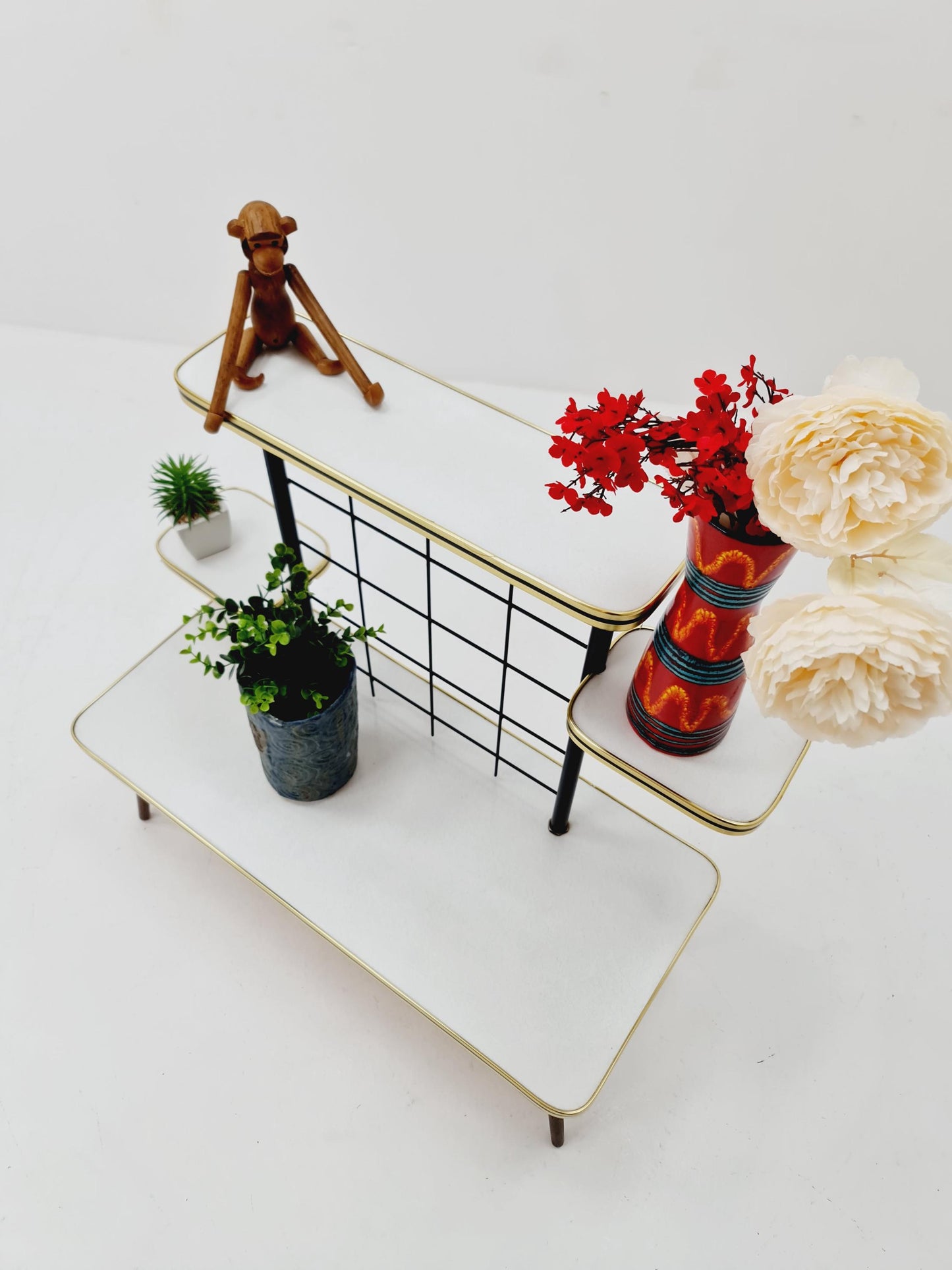 Big 1950s German Plant Stand, Vintage Mid-Century Minimalist Indoor Plant Stand Side Table Retro flower table