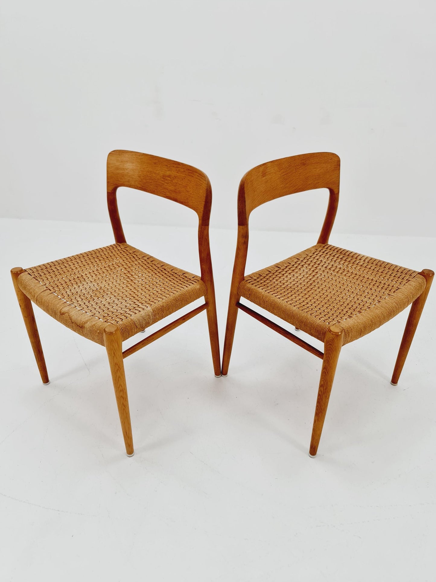 Vintage Danish Oak dining charis by Niels Otto Moller Model 75, 1960s, set of 2