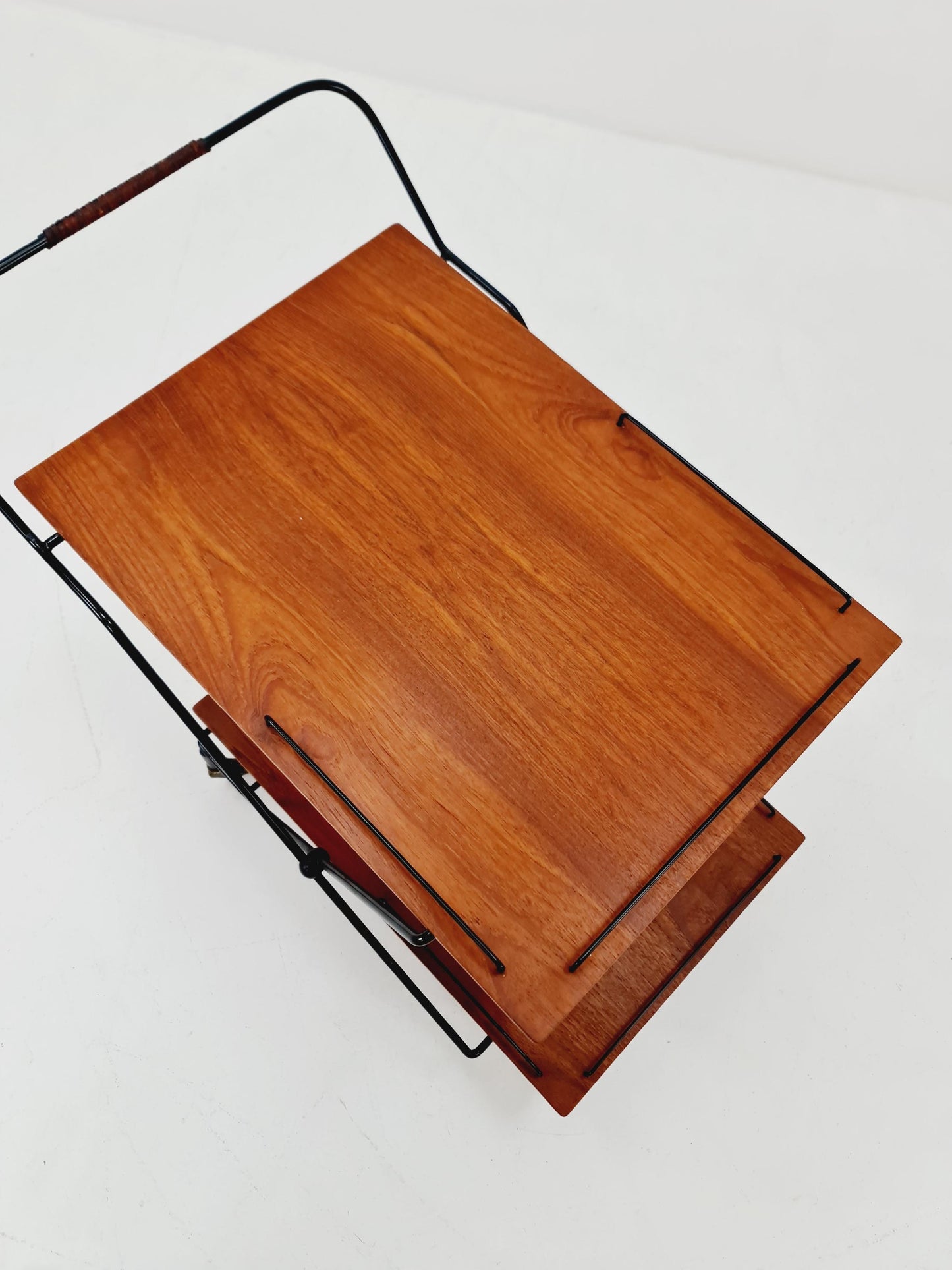 Vintage Danish mid century trolley bar cart in teak & metal, 1960s