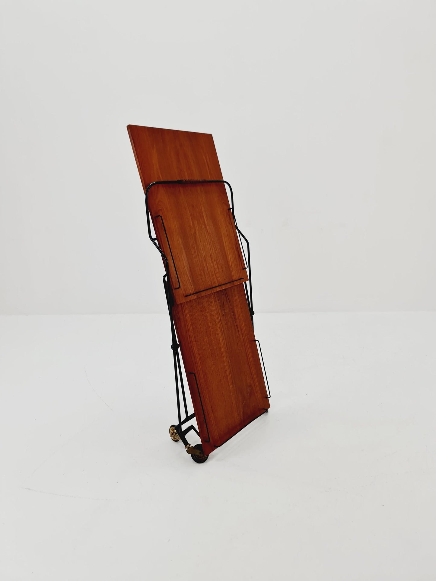 Vintage Danish mid century trolley bar cart in teak & metal, 1960s