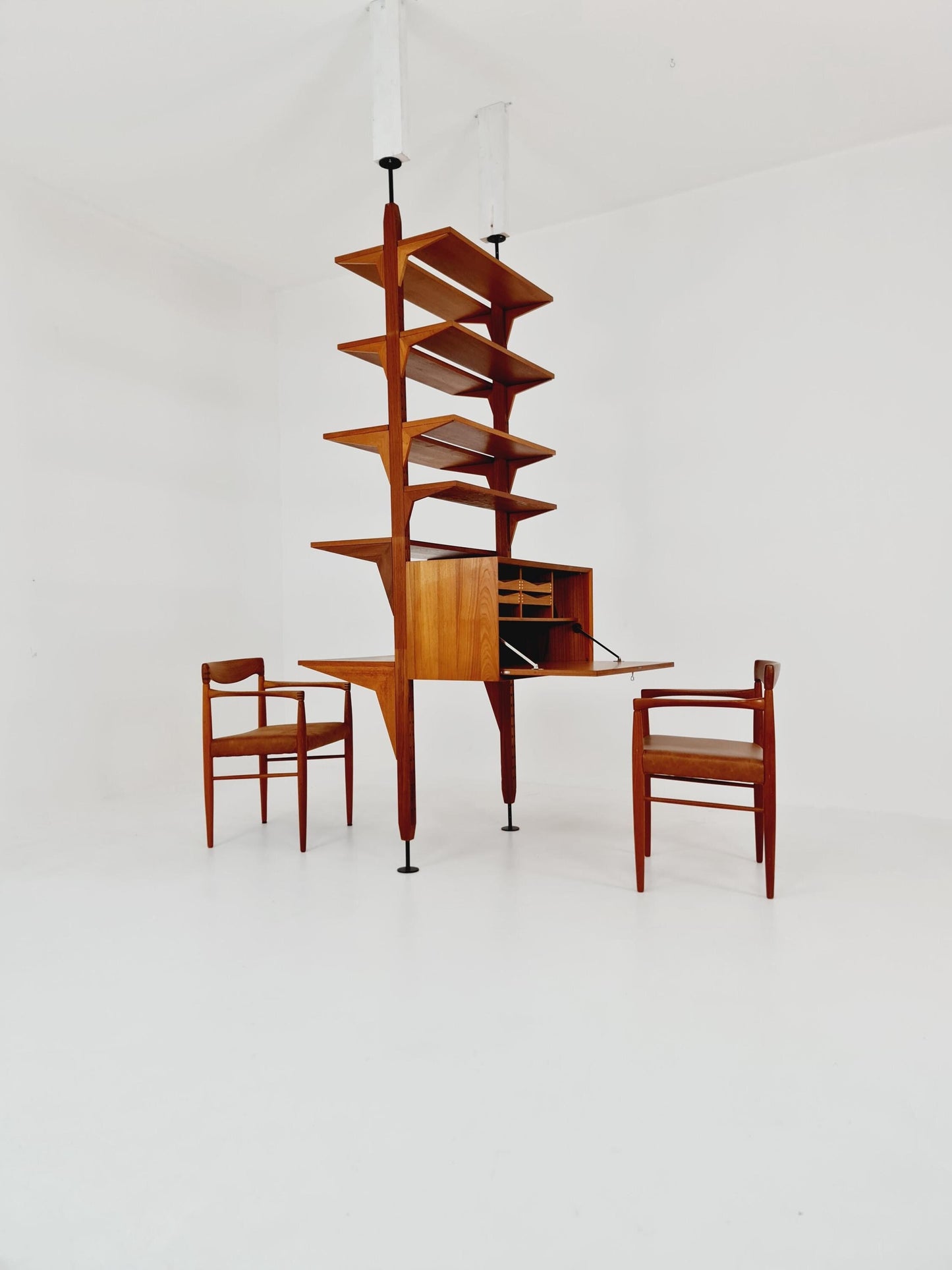Two sides Midcentury Danish teak free standing room divider shelving Unit, by Poul Cadovius, 1960s