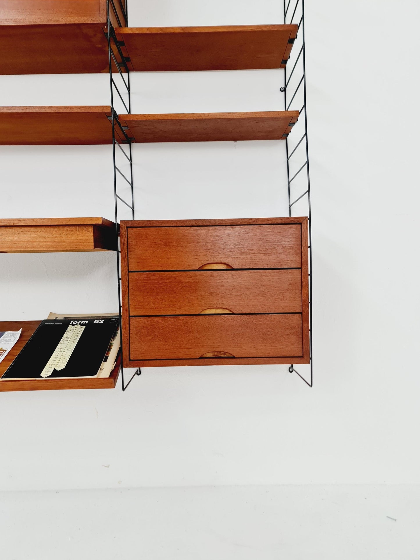Rare String shelf-system, bookcase teak by WHB Germany, 1950s