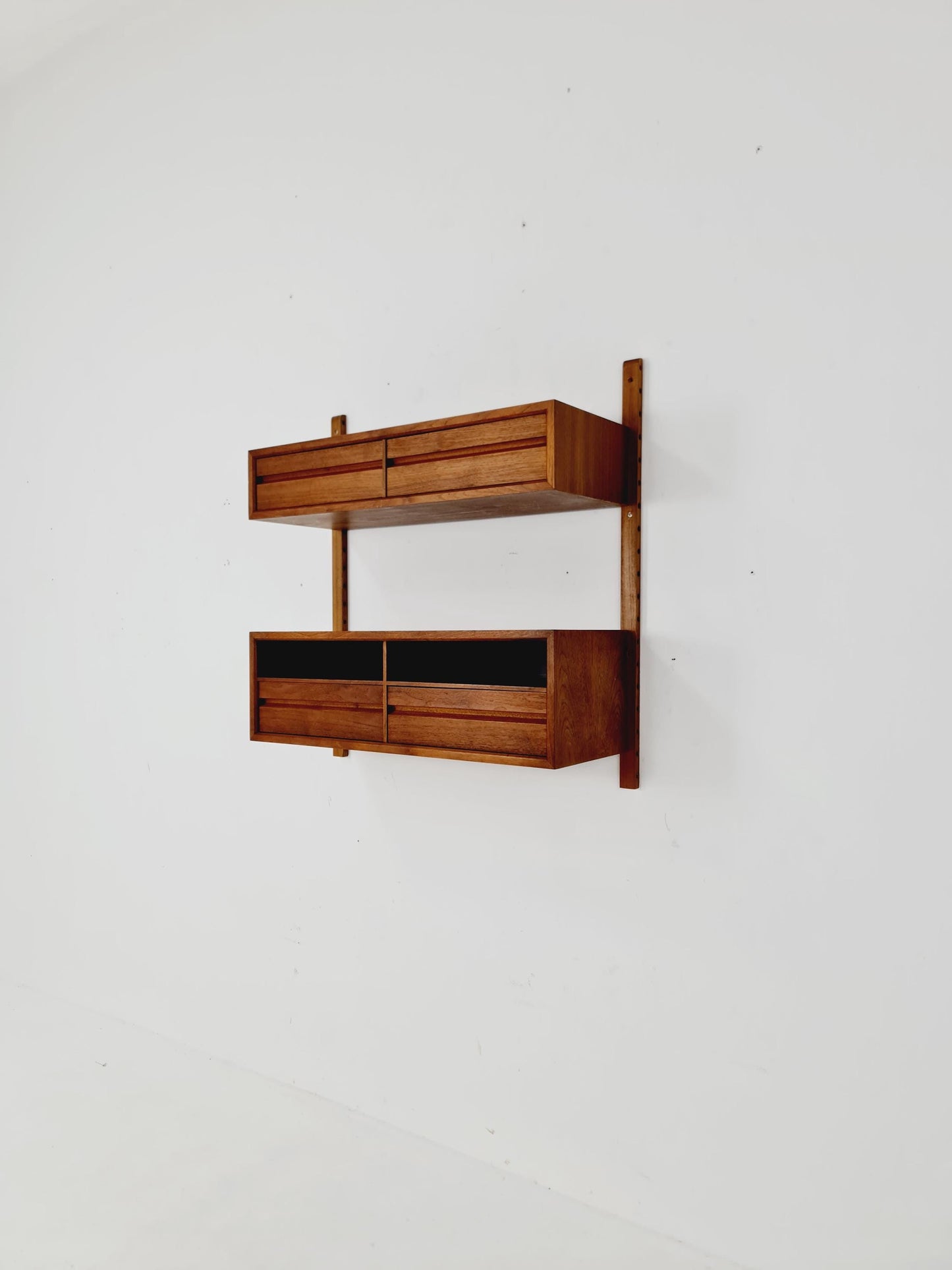 Midcentury Danish walnut Wall-Mounted Shelving Unit, by Royal for Poul Cadovius, 1960s