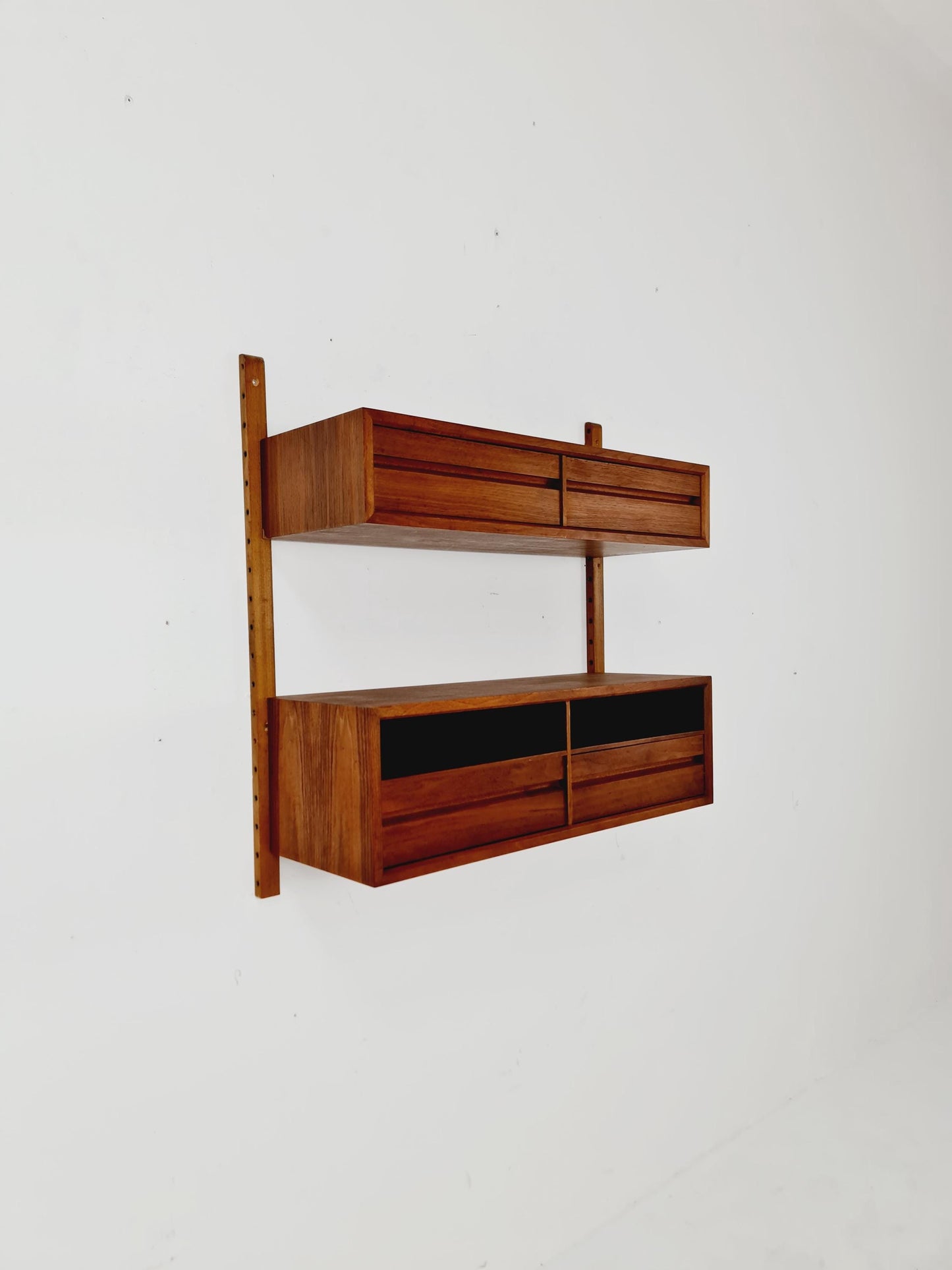Midcentury Danish walnut Wall-Mounted Shelving Unit, by Royal for Poul Cadovius, 1960s