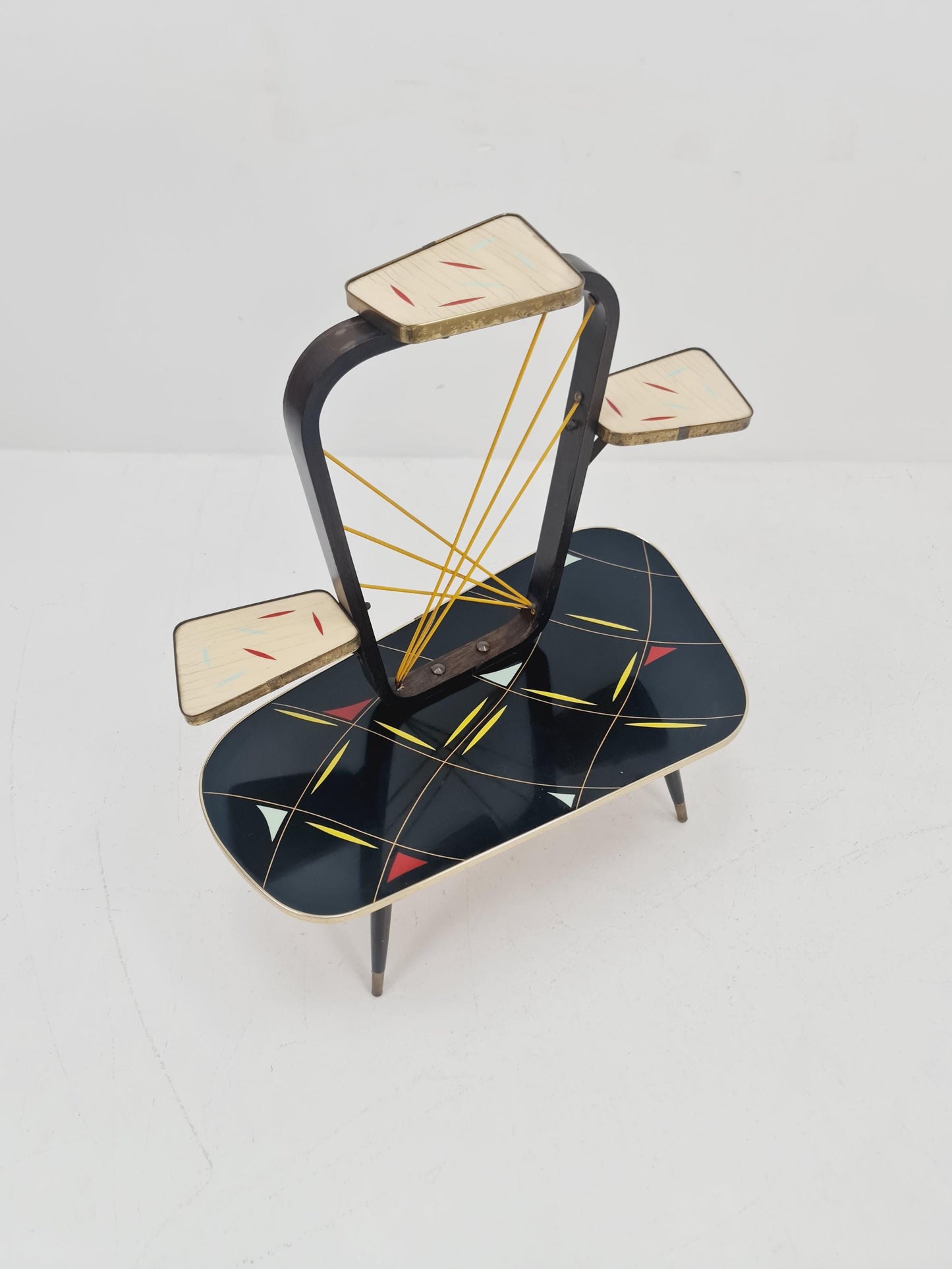 Big 1950s German Plant Stand, Colorful Vintage Mid-Century Minimalist Indoor Plant Stand Side Table Retro flower table
