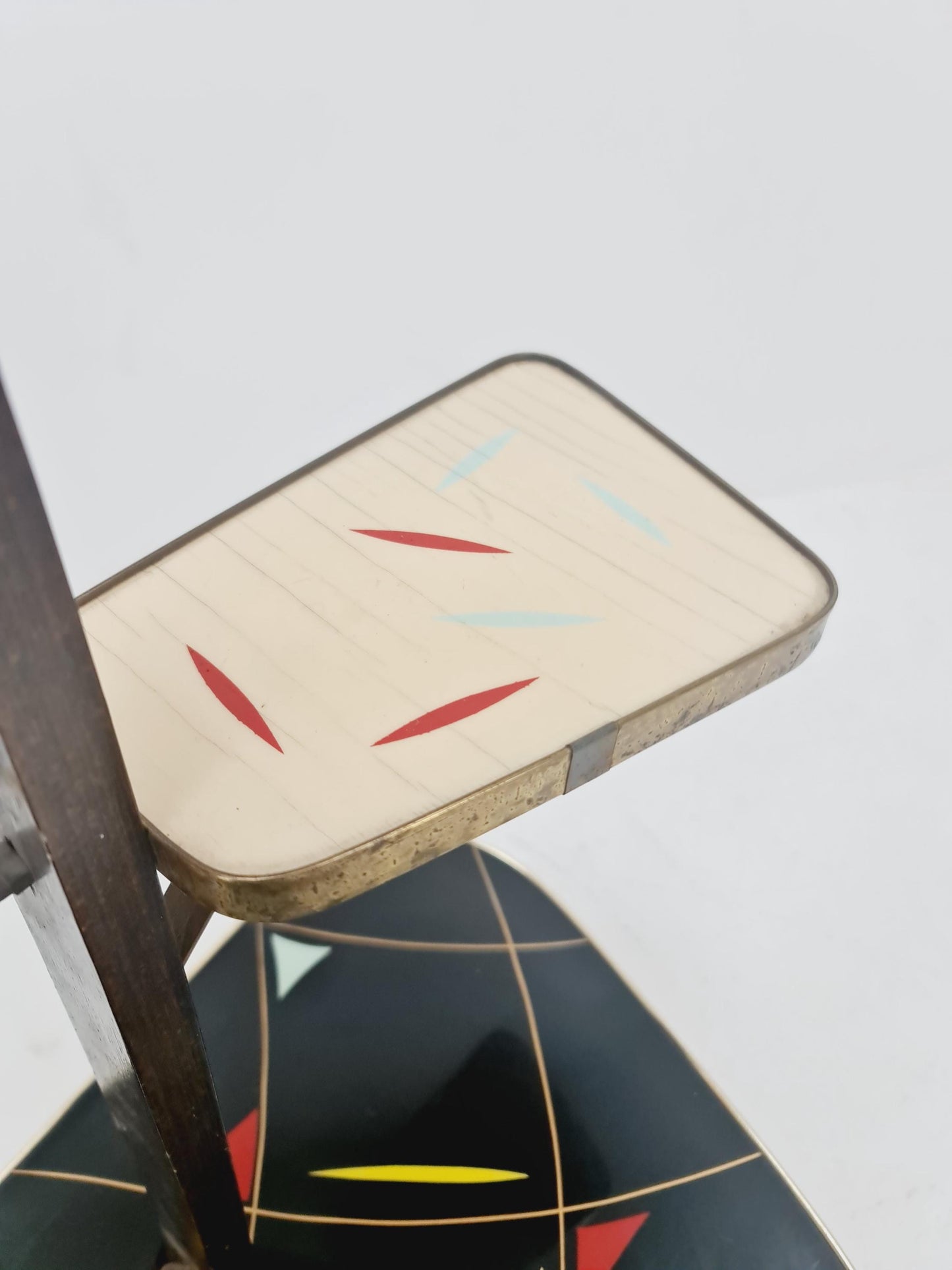 Big 1950s German Plant Stand, Colorful Vintage Mid-Century Minimalist Indoor Plant Stand Side Table Retro flower table