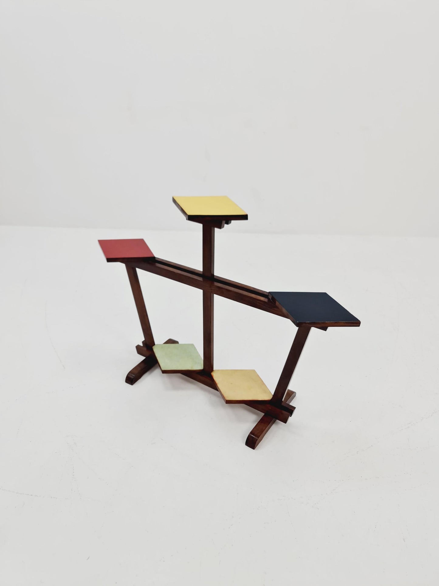 Big 1950s German Plant Stand, Colorful Vintage Mid-Century Minimalist Indoor Plant Stand Side Table Retro flower table