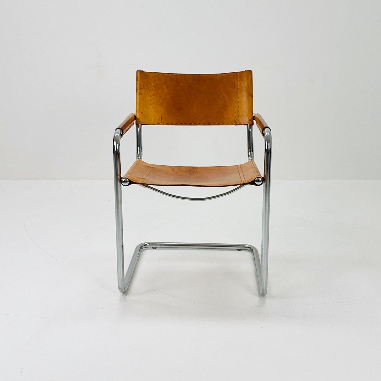 1 of 9 Mid century Matteo Grassi Mg5 cognac leather cantilevered chairs by Mart Stam italy 1980s