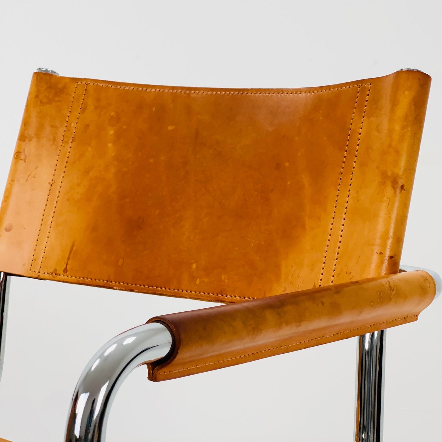 1 of 9 Mid century Matteo Grassi Mg5 cognac leather cantilevered chairs by Mart Stam italy 1980s