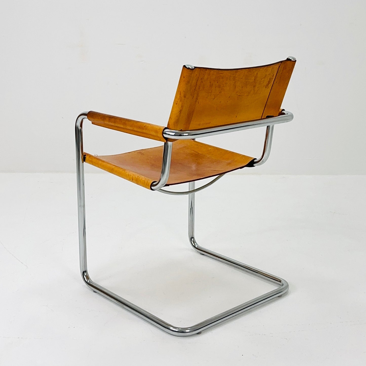 1 of 9 Mid century Matteo Grassi Mg5 cognac leather cantilevered chairs by Mart Stam italy 1980s