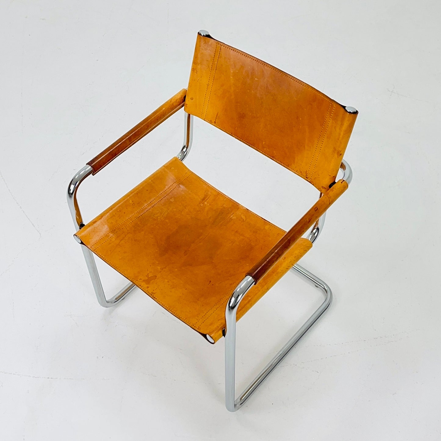 1 of 9 Mid century Matteo Grassi Mg5 cognac leather cantilevered chairs by Mart Stam italy 1980s