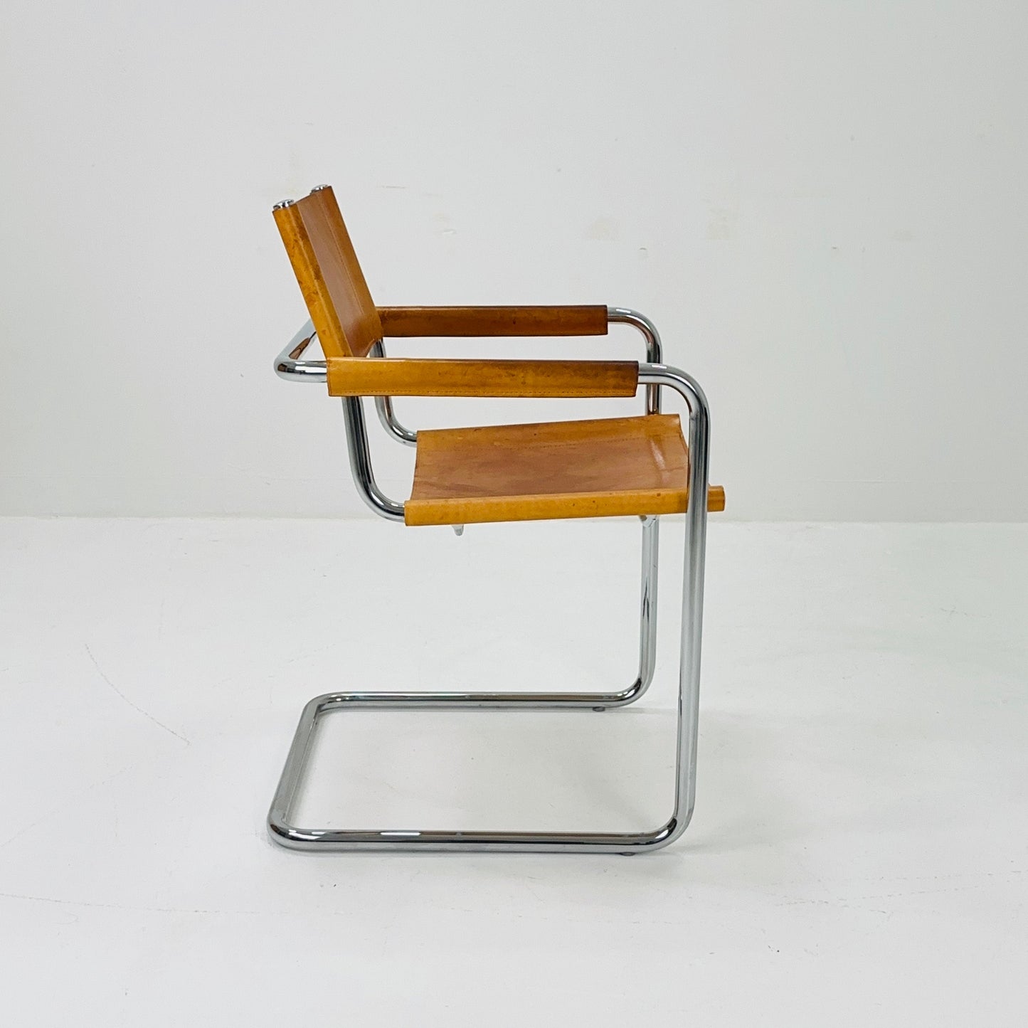 1 of 9 Mid century Matteo Grassi Mg5 cognac leather cantilevered chairs by Mart Stam italy 1980s