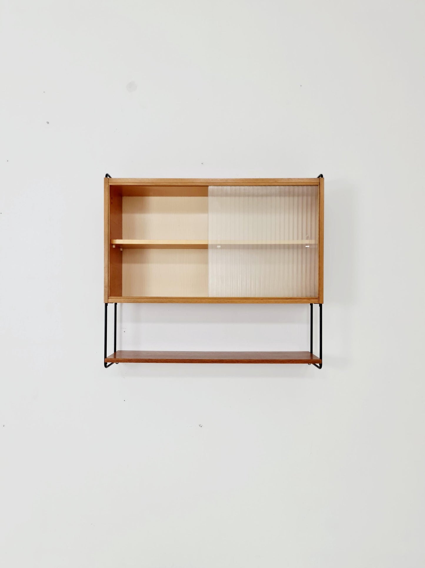 German Teak wall hanging display cabinet by Omnia Hilker, 1960s