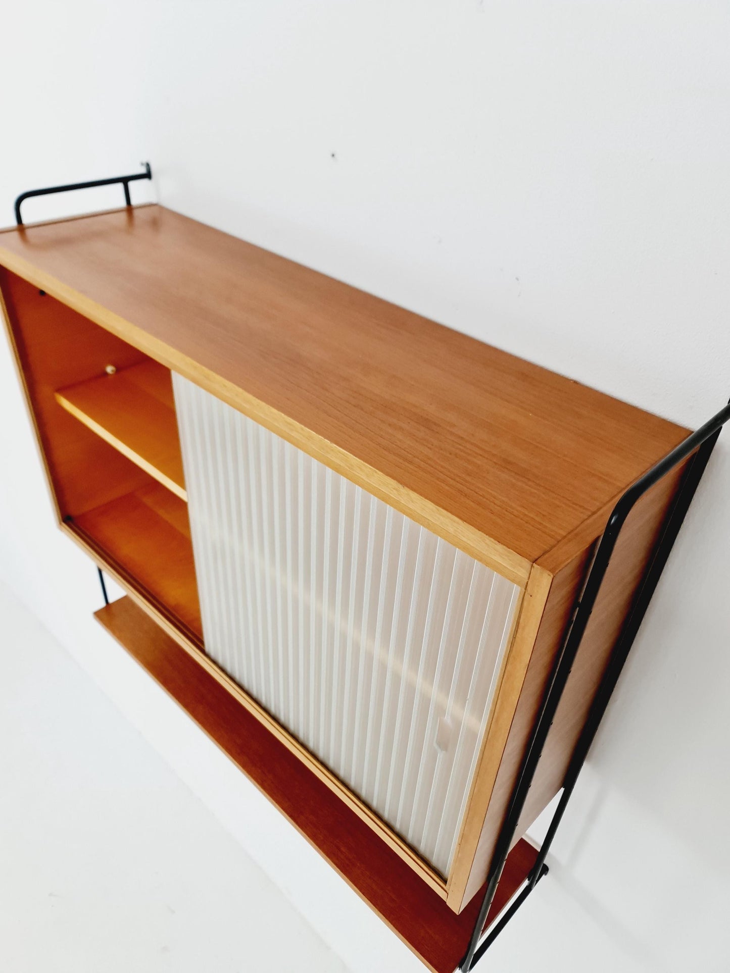 German Teak wall hanging display cabinet by Omnia Hilker, 1960s